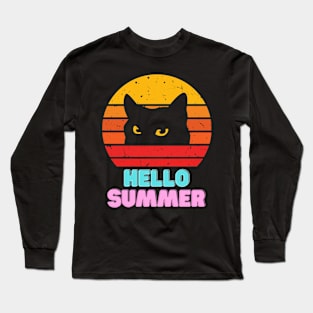 Hello Summer Orange Cat Long Sleeve T-Shirt